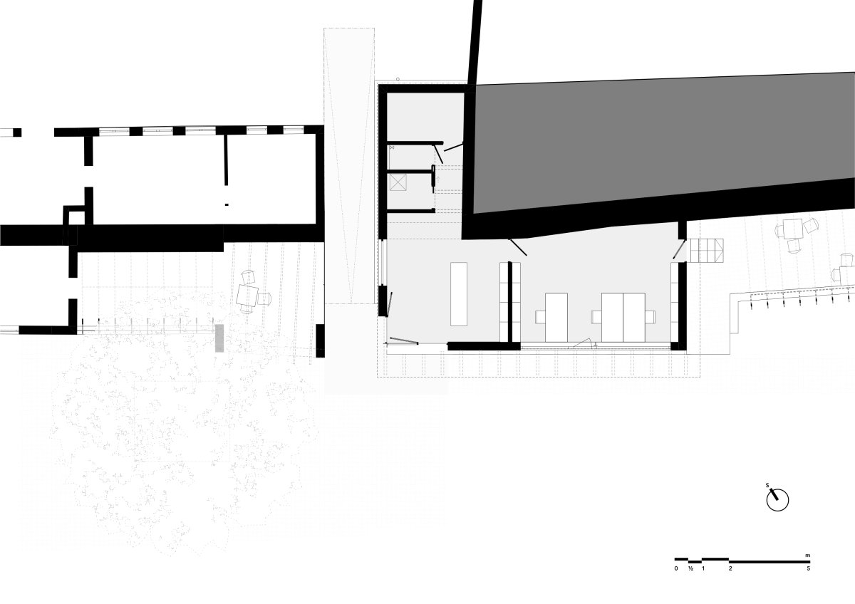 Půdorys (Krafferova zahrada v Jindřichově Hradci od matěj šebek architekti a Ateliér Za Mák)