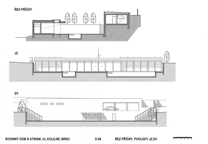 Vila s ateliérem, řez a pohledy, Ateliér Menšík Skrušný