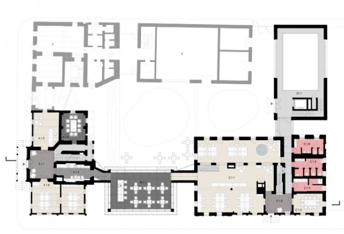 Sídlo firmy Lasvit, ov – a, ov architekti, půdorys 1NP