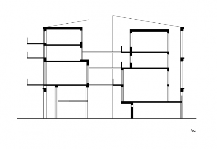 Jiří Valenta, Bytový dům / Hrádek nad Nisou, řez - foto