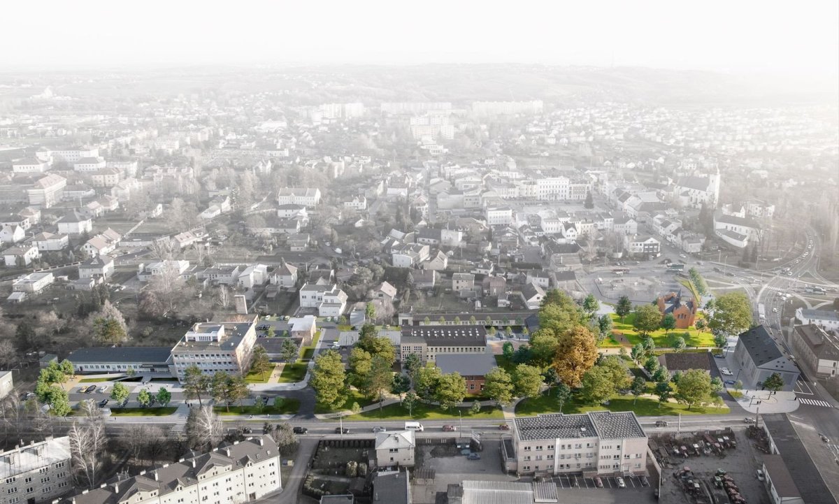 Vítězný návrh v architektonické soutěži na revitalizaci veřejného prostoru v Červeného kostela, vizualizace