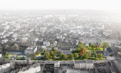 Vítězný návrh v architektonické soutěži na revitalizaci veřejného prostoru v Červeného kostela, vizualizace