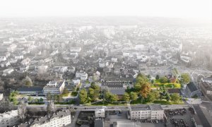 Vítězný návrh v architektonické soutěži na revitalizaci veřejného prostoru v Červeného kostela, vizualizace