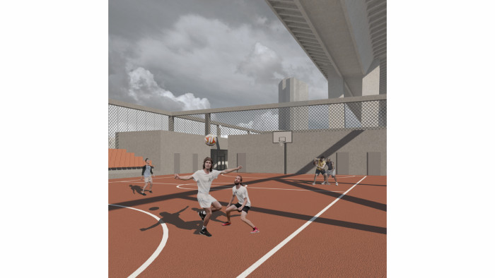 Komunitní sportovní centrum pod Nuselským mostem, vizualizace, Kristýna Vyslychová