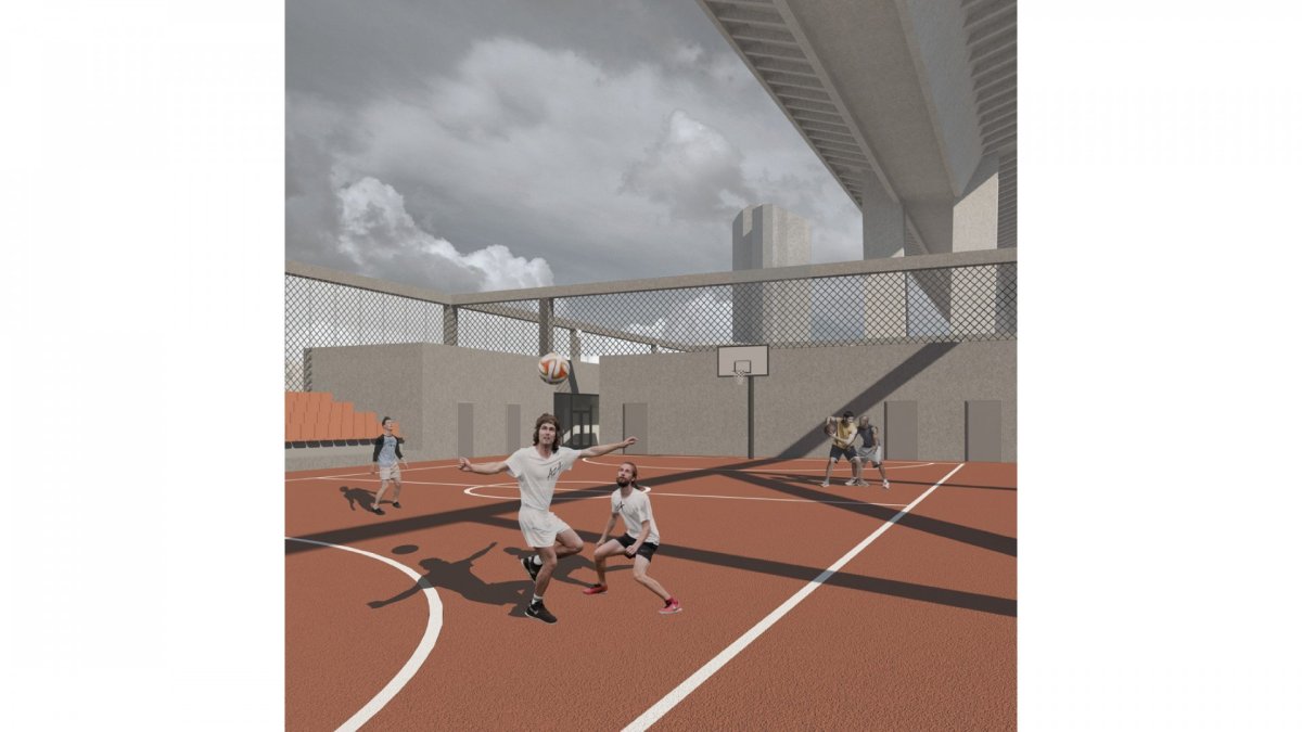 Komunitní sportovní centrum pod Nuselským mostem, vizualizace, Kristýna Vyslychová