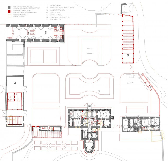 Revitalizace zámeckého areálu Návarov, půdorys, M3M