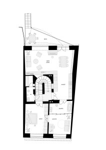 Půdorys 2. NP (Dům v Kutné Hoře, BYRÓ architekti)