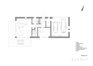 Půdorys 1.NP (Rodinný dům v Radotíně, System Recovery Architects)