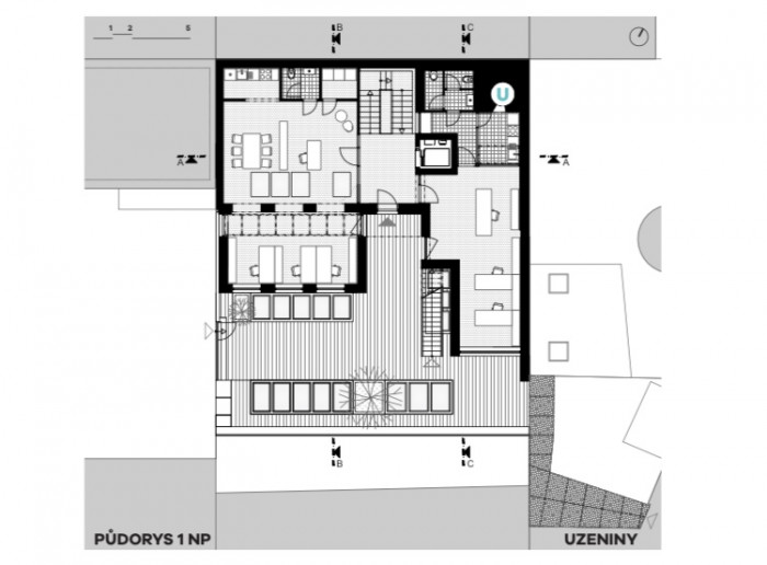 Bývalá Výrobna uzenin v Nuslích, Atelier Hoffman, půdorys 1NP