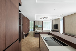 Pohled do kuchyně (Rodinná vila v Brně;  KYZLINK ARCHITECTS)