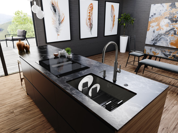 Odsavač par integrovaný do indukční varné desky Mythos 2Gether Icon Steel Franke