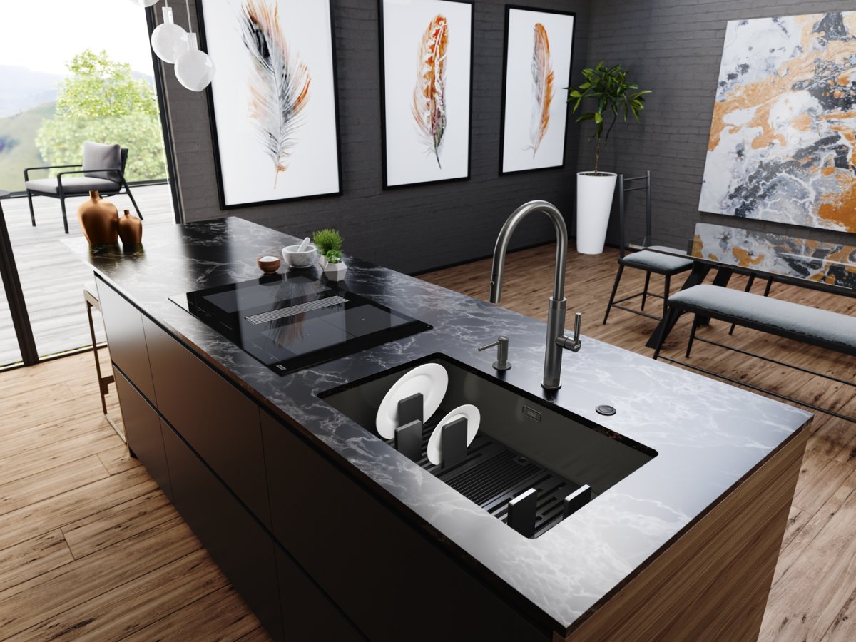 Odsavač par integrovaný do indukční varné desky Mythos 2Gether Icon Steel Franke