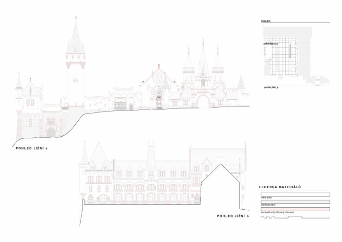 Červený zámek v Hradci nad Moravicí, ATELIER 38/ Jan Zelinka, Luděk Valík, výkresy