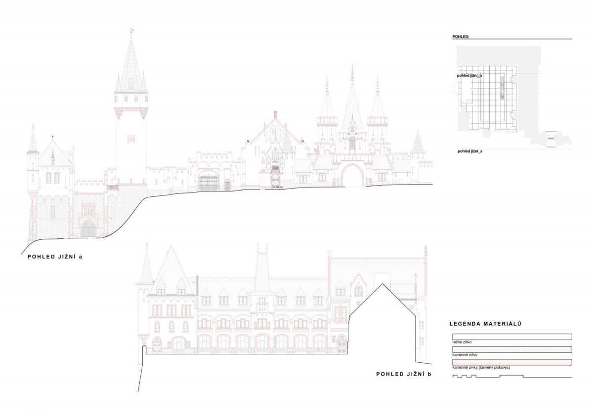 Červený zámek v Hradci nad Moravicí, ATELIER 38/ Jan Zelinka, Luděk Valík, výkresy