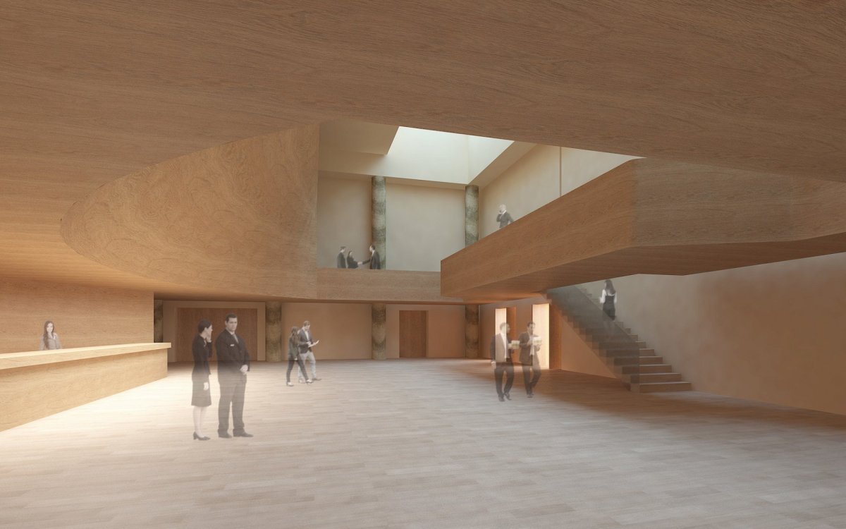 Připravovaný koncertní síň v Ostravě podle návrhu amerického studia Steven Holl Architects + Architecture Acts z Prahy, zázemí.