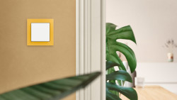 Tvrzené sklo v osmi různých barvách umožňuje harmonické slaďování s barevnými povrchy anebo tvorbu výrazných kontrastů. Sklo i povrch vypínače jsou jemné na dotyk; Busch-Axcent®, žluté sklo/mechová bílá