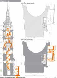 architekti chmelík & partneři, dostavba pokladny a rekonstrukce Bílé věže v Hradci Králové, půdorys 2.NP, výkres