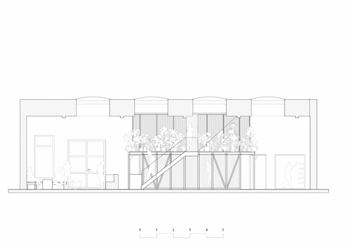 Coffee hub GROUNDS, KOGAA / Alexandra Georgescu, Tomas Kozelsky, Viktor Odstrčilík, Kateřina Baťková, Josef Řehák, Kateřina Čenovská, řez