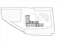 Půdorys 1. nadzemní podlaží (Rekonstrukce přádelny v Kežmarku; BEEF Architekti)