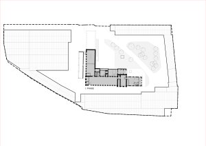 Půdorys 1. nadzemní podlaží (Rekonstrukce přádelny v Kežmarku; BEEF Architekti)