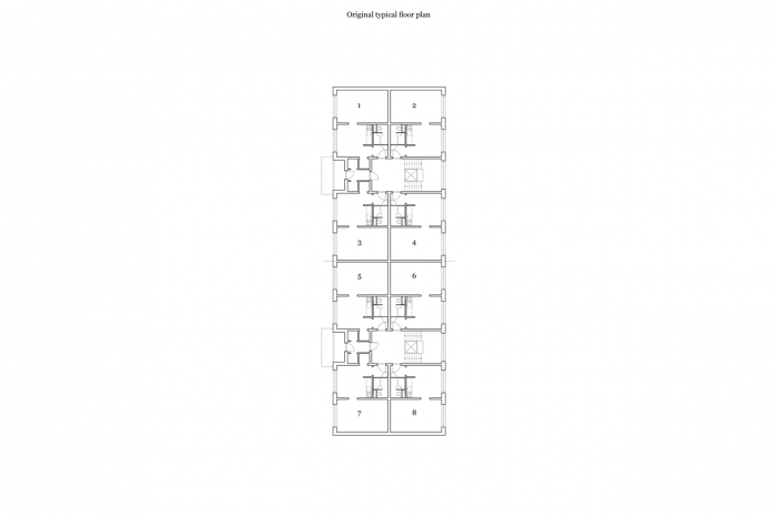 gutgut, Panelák v Rimavskej Sobote, půdorys typického podlaží, původní stav - foto