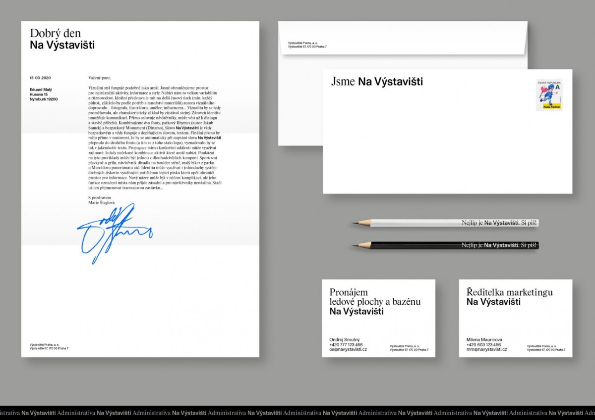 Nová vizuální identita areálu Výstaviště Praha, Tereza Hejmová / Štěpán Malovec / Martin Odehnal.