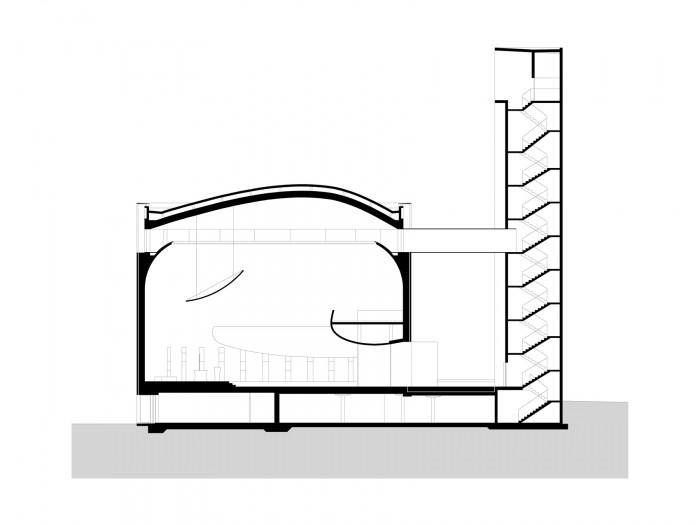 Kostel bl. Restituty Brno - Lesná, příčný řez