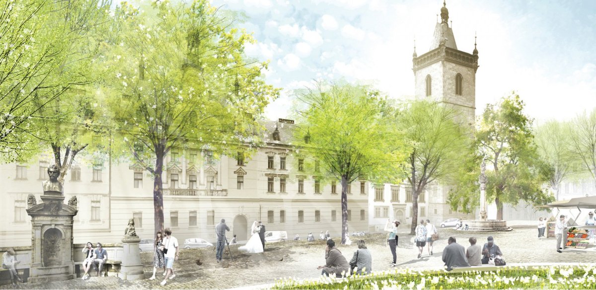 Vítězný návrh rekonstrukce Karlova náměstí v Praze, němečtí krajináři Rehwaldt Landschaftsarchitekten + české studio BY Architects + dopravní kancelář PD Filip.