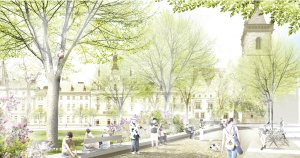 Vítězný návrh rekonstrukce Karlova náměstí v Praze, němečtí krajináři Rehwaldt Landschaftsarchitekten + české studio BY Architects + dopravní kancelář PD Filip.