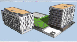 Ahoj Park Bratislava - axonometrie dvou bloků s finálními omítkami