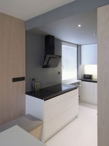Část kuchyně s varnou deskou. Studio ČTYŘI STĚNY, Rekonstrukce bytu v Krči - foto
