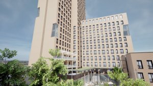 Dřevěný mrakodrap HoHo ve Vídni, vizualizace, RLP Rüdiger Lainer + Partner