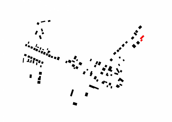 Vidiecky dom J, schwarzplan, ARCHITEKTI Mikulaj & Mikulajova, zdroj : ARCHITEKTI Mikulaj & Mikulajova