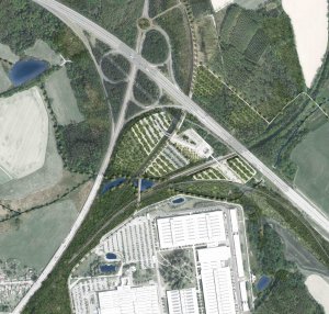 Návrh terminálu vysokorychlostní železnice v Pávově na okraji Jihlavy. Česko-francouzský tým monom a AREP ARCHITECTS zvítězili v architektonické soutěži.