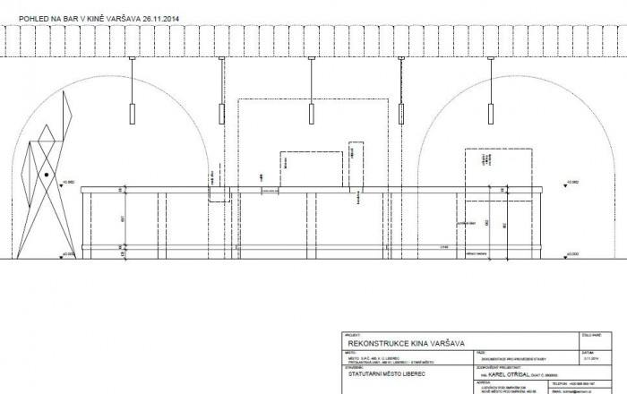 Spolek Zachraňme kino Varšava, KINOKAVÁRNA, Rekonstrukce foyer kina Varšava v Liberci - POHLED NA BAR