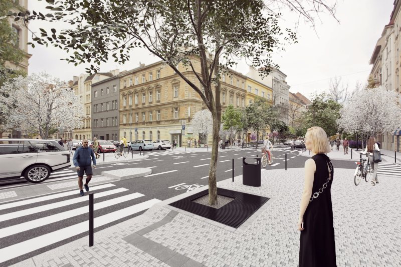 Studie představující budoucí podobu letenské třídy Korunovační od edit! architects