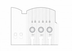 Gran Fierro, Formafatal / Dagmar Štěpánová, Iveta Tesařová, podélný řez - pohled na pánské toalety