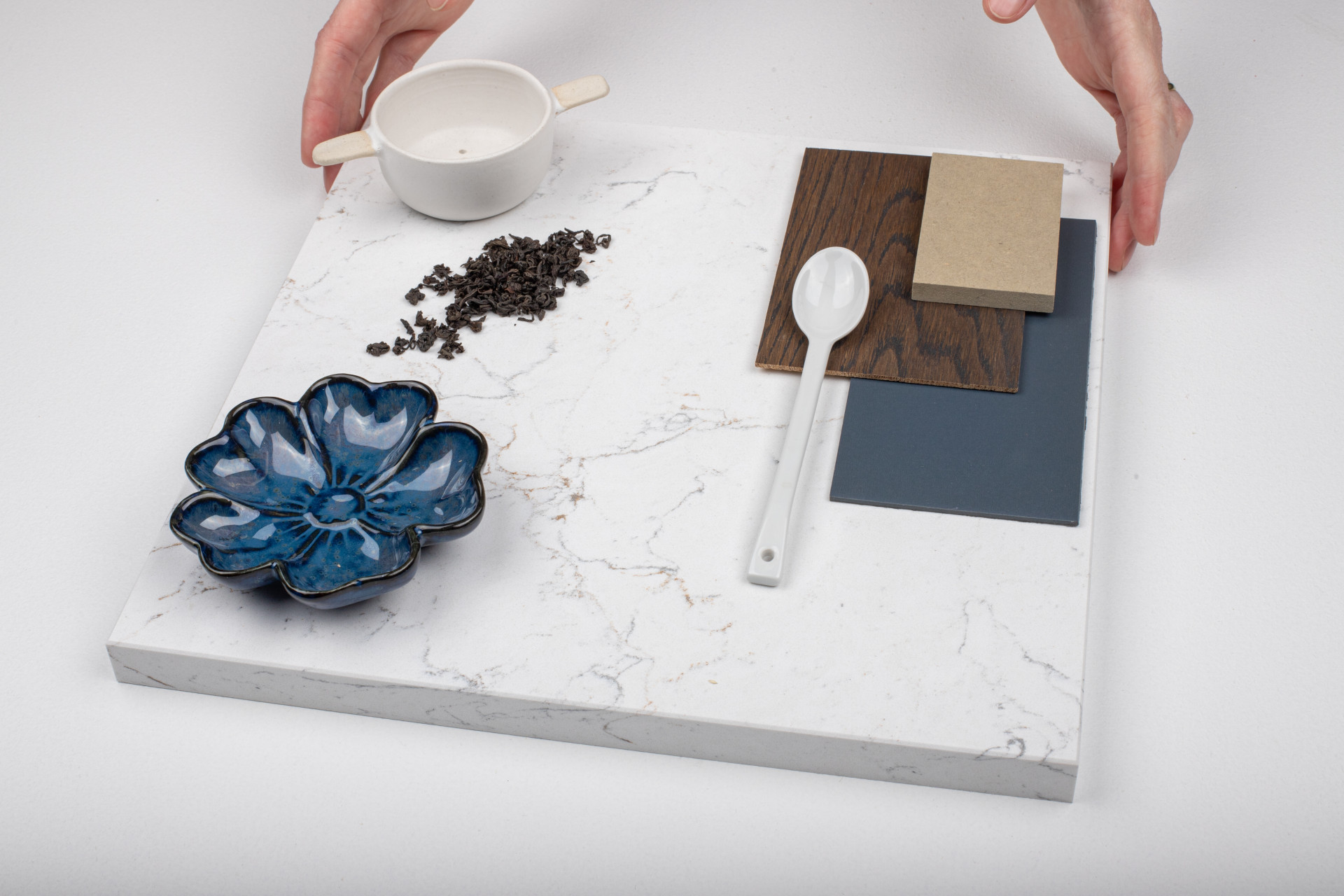 Leštěný tvrzený kámen Calacatta Olympos od TechniStone.