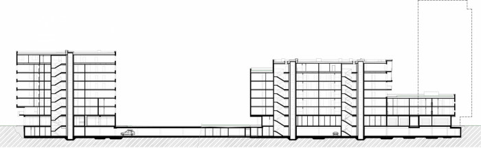 Polyfunkční soubor Seberíniho, PMArchitekti - ŘEZ PODÉLNÝ