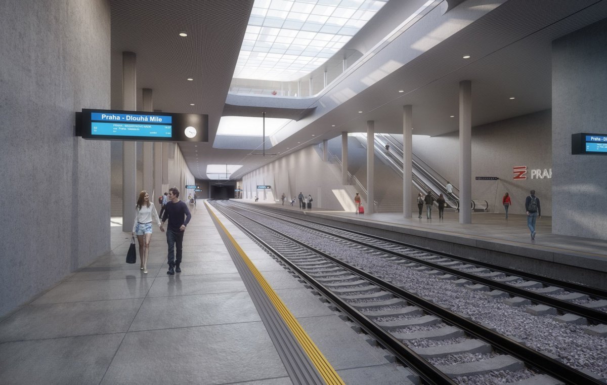 Terminál Dlouhá Míle na Praze 6 v blízkosti Letiště Václava Havla - vizualizace