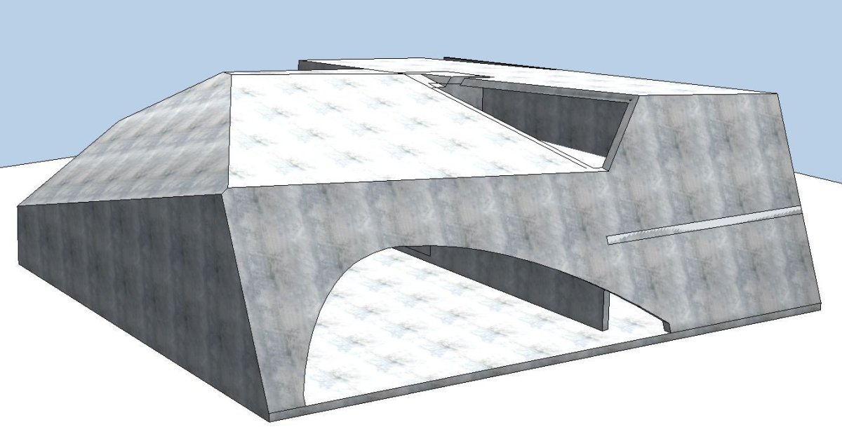 Společenské centrum s modlitebnou v Sedlčanech, statické řešení - 3D model skořepiny