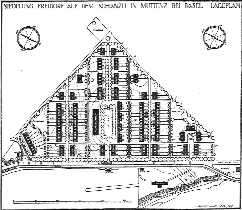 Hannes Meyer, Sídliště Freidorf ve Švýcarském městě Muttenz, 1919-1921. Situace