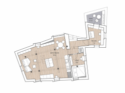 Mio architects, Malostranské půdní apartmá, půdorys – foto