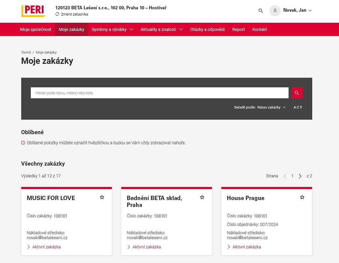 myPERI portál - Efektivní správa stavebních projektů