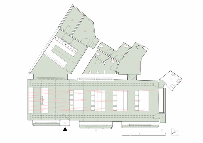 Pivnice Výčep, Mimosa architekti, půdorys přízemí