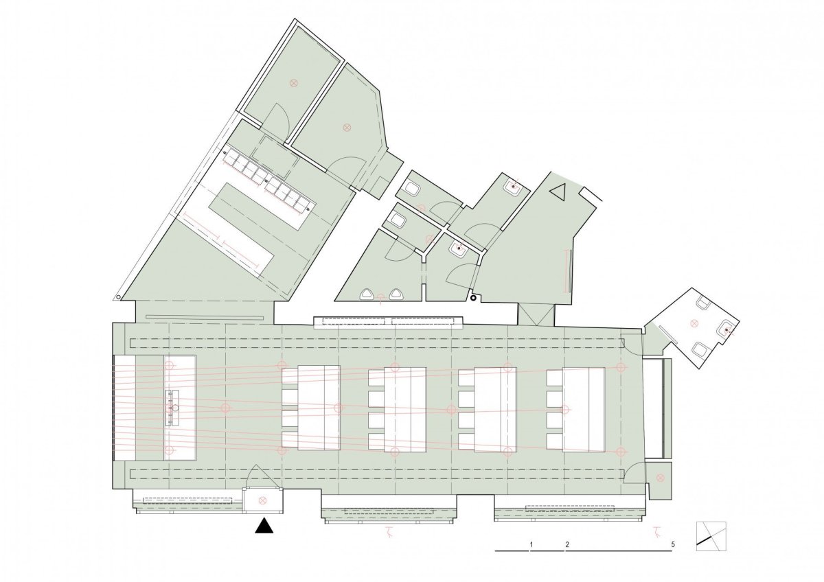 Pivnice Výčep, Mimosa architekti, půdorys přízemí