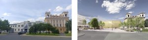 Současný stav vs. vizualizace - čelní pohled