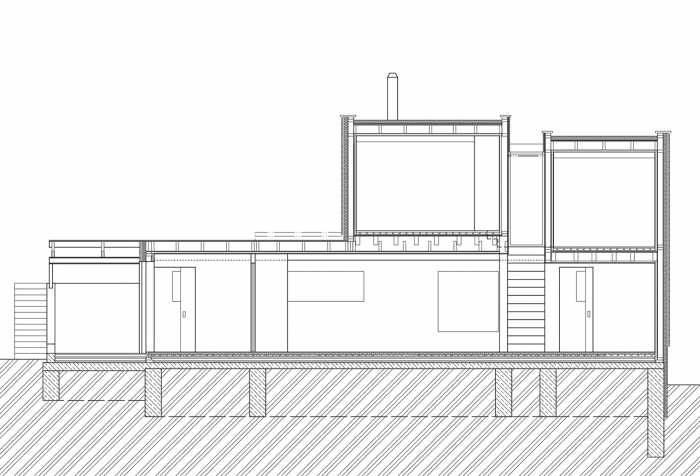 3+1 architekti, RD Vaňov, řez podélný – foto