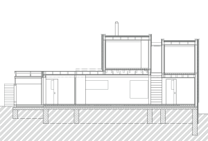 3+1 architekti, RD Vaňov, řez podélný – foto
