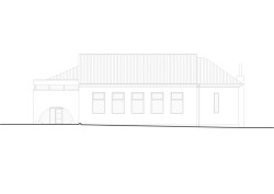 Západní pohled (Sokolovna ve Veverských Knínicích, studio New Work)